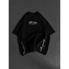 De'charme Unisex Baskılı Oversize T-Shirt - Siyah