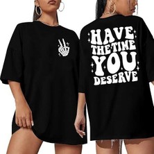 De'charme Bisiklet Yaka Kısa Kol Baskılı T-Shirt - Siyah