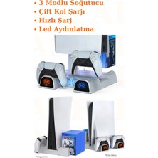 Empressco Ps5 LED Işıklı Organizer Soğutma Standı Kol Şarj Istasyonu Stand Dock 11 Adet Oyun Koyma Standı