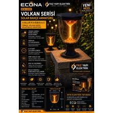 Econa ECN-3335 Volkan Serisi 30W Solar Bahçe Armatürü IP65 Su Geçirmez Alev Efektli Güneş Enerjili Bahçe Lambası