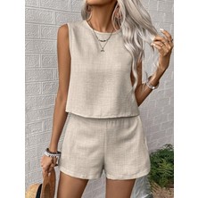 De'charme Kadın Kolsuz Bisiklet Yakalı Kısa Bluz ve Short Ikili Takım