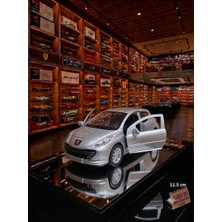 Oyuncak Sahili Peugeot 207 Diecast Metal Koleksiyon Model 1.36 Orjnal Çekbırak Pejo 207 Kapıları Açılır 11.5cm Metalic Gri