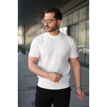 De'charme Erkek Bisiklet Yaka Petek Dokulu Kısa Kollu Triko Tişört