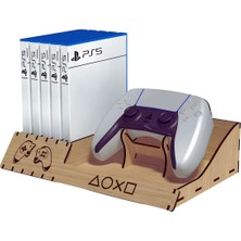Empressco Dalyan Ps5 Ps4 Ps3 Oyun Kutusu Standı Ahşap 5 Bölme ve Joystick Kontroller Tutucu