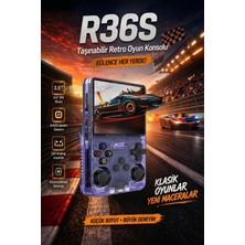 tp Buğz Mor Taşınabilir Retro Oyun Konsolu 64 GB Hafıza 15.000+ Yüklü Oyun Bluetooth Yok