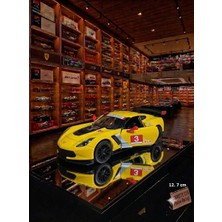 Oyuncak Sahili Corvette C7R Dıecast Metal 12.7 cm Araba Kapılar Açılır Koleksiyon Modifiye Çekbırak Model C7 R Kinsmart Sarı