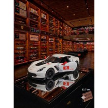Oyuncak Sahili Corvette C7R Dıecast Metal 12.7 cm Araba Kapılar Açılır Koleksiyon Modifiye Çekbırak Model C7 R Kinsmart Beyaz