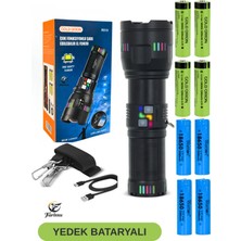 farissu Gold Orion R518 300W 9000 Lümen Şarjlı El Feneri - 8 Adet Pilli (Yedek Bataryalı) Zoomlu Uzun Menzilli