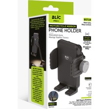 Azurtech Blıc Pro++ BST18 Motosiklet Ayna Bağlantılı Telefon Tutucu 360° Dönebilen Titreşim Önleyici Alüminyum Telefon Standı