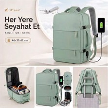 Zivu Çok Amaçlı Valiz Tipi Usb'li Seyahat Sırt Çantası - 180° Açılabilir Laptop ve Ayakkabı Bölmeli