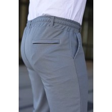 Deridün Yıldız Shoes Erkek Diagonel Kumaş Duble Paça Cepli Bağcıklı Bel Lastikli Şort - Gri