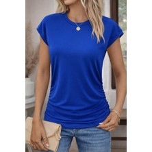 Alyn Wear Kadın Kısa Kollu Bisiklet Yaka Yanlardan Büzgülü Iskon Bluz