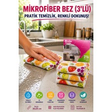 Open City Renkli 3'lü Mikrofiber Temizlik Bezi 35X35 cm Çok Amaçlı Mutfak Cam Banyo Silme ve Kurulama Bezi