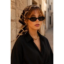 Afvente Desenli Fular Siyah-Gold