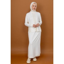 PUREVA 2518 Trıko Saç Örgü Desenli Spor Modal Kumaş Eteklı Takım