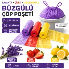 Akalın Professional Cleaning Products Büzgülü Çöp Torbası 55X60 cm 3' Lü Eko Paket Lavanta-Çilek-Limon Kokulu