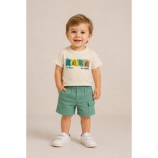 Ugly Duck 01-04 Yaş Erkek Bebek Krem Yeşil Şortlu Takım - Krem-Yeşil