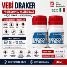 VEBİ Vebi Draker 10.2 Cs 2'li Set (2 x 50 Ml) – Profesyonel Haşere Ilacı | Italya Üretimi | Sivrisinek, Karasinek, Hamamböceği, Kene, Pire, Tahtakurusu ve Akrep Için