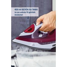Lims Store Yeni Nesil Kırmızı Buharlı Ütü 2200 Watt Seramik Tabanlı Yüksek Buhar Gücü