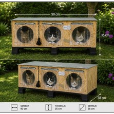 Narım Kedi Evi Kedi Yuvası Özel Isı ve Su Yalıtımlı 3 Kedilik