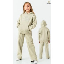 Ay Kids Kız Çocuk 3 Iplik  Şardonlu Kapüşonlu Alt Üs Takım Eşofman Takımı 4204Y-