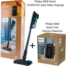 Philips 6000 Serisi Şarjlı Dikey Süpürge - Philips HDA150/61 Inox Türk Kahve Makinesi Hediyeli
