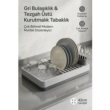 Eco Lounge Modern Kurutmalık Tabaklık Gri Tezgah Üstü Bulaşıklık Bardaklık Standı Mutfak