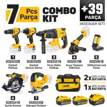 SGS5452 Combo Set 7 Parça Şarjlı Matkap Hilti Taşlama Somun Sıkma Sunta Kesme Dekuğaj Testere
