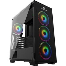 GAMEBOOSTERGB-PE05B 600W 80+ Usb3.0 Full Siyah Tempered Glass Rgb Fanlı Kasa