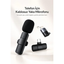 Eco Lounge Kablosuz Yaka Mikrofonu Usb-C ve Lightning Uyumlu Tak Çalıştır Telefon Kayıt Mikrofonu