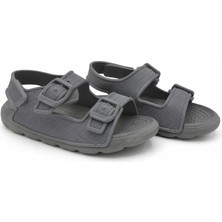 Rexba Unisex Çift Tokalı Günlük Sandalet Gri Renk