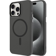 Apple iPhone 15 Pro Max Kılıf Zore M-Safe Şarj Özellikli Buzlu Transparan C-Pro Sert Kapak