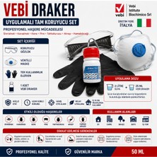 VEBİ Vebi Draker Uygulamalı Tam Koruyucu Set | 2 Lt Uygulama Seti | Gözlük + Ventilli Maske + Tek Kullanımlık Eldiven + 1 Adet Vebi Draker (50 Ml)