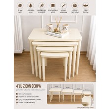 Home Başaran Mobilya Üst Kalite Mdf 4'lü Boyalı Krem Zigon Sehpa Krem Zigon