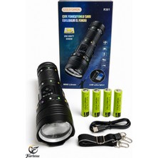 farissu Gold Orion R301 Ultra Güçlü 200W 6000 Lümen Şarjlı El Feneri - 3000M Menzil, 4 Pilli, Powerbank Özellikli