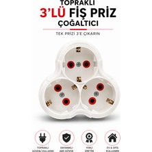 Alıç 3'lü Fiş Priz Çoğaltıcı Topraklı Tek Prizden 3 Çıkış Sağlayan Dayanıklı Abs Gövdeli Çoklayıcı