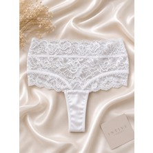 Intive Lingerie Intive Fantasy Yüksek Bel Arkası Bağlama Detaylı Transparan Dantelli Fantezi Tanga