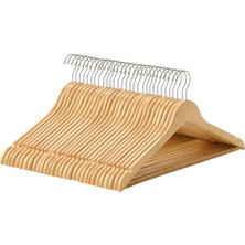 Songmics Songmıcs Ahşap, 30 Adet, Omuzlarda Oluklu Elbise Askısı, Kaymaz Pantolon Çubuğu ve 360° Dönebilen Kanca, Dış Giyim ve Mantolar Için, Doğal CRW031NL, Standart, Akçaağaç Ahşabı, Metal