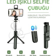 Eco Lounge LED Işıklı Selfie Çubuğu Bluetooth Kumandalı Kablosuz Tripot Selfie Monopod Selfie Stick Siyah