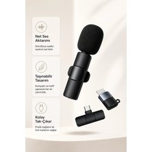 Eco Lounge Kablosuz Yaka Mikrofonu Usb-C ve Lightning Adaptörlü Telefon Uyumlu Kompakt Ses Kiti