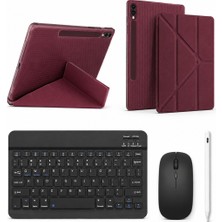 Turotto Galaxy Tab S11 SM-X730 Ile Uyumlu Standlı Kılıf Dokunmatik Kalem ve Klavye Mouse Set