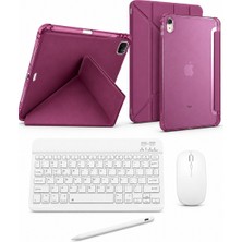 Turotto Ipad Air 11" M2 / M3 Air 4./5./6. Nesil ile Uyumlu Standlı Kılıf Dokunmatik Kalem ve Klavye Mouse Set
