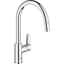 Grohe Bauedge Tek Kumandalı Eviye Bataryası Spiralli Krom G30536000