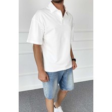 Alışveriş Sokağı Polo Yaka Ekru Tişört