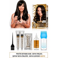 Maxx Deluxe Golden Beauty Set Saç Boyası 6.11 Yoğun Küllü Koyu Kumral 2 Li + Fırça+Pratik Boya Kabı