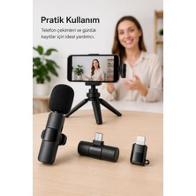 Eco Lounge Kablosuz Yaka Mikrofonu Usb-C ve Lightning Uyumlu Tak Çalıştır Telefon Kayıt Mikrofonu