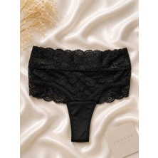 Intive Lingerie Intive Fantasy Yüksek Bel Arkası Bağlama Detaylı Transparan Dantelli Fantezi Tanga