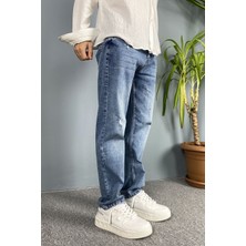 Alışveriş Sokağı Mavi Yırtık Detaylı Jean Denim - Boyfriend Kot Pantolon