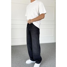 Alışveriş Sokağı Siyah Taşlanmış Baggy Kot Pantolon | STK1975-Jean