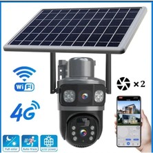 Teknoparkx 4mp 4K 4g Sım Kartlı Çift Lens Güneş Enerjili Hareketli Dış Mekan Gece Görüş Güvenlik Kam